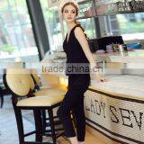 New Summer V Neck Green Color Ruffled Top With Slim Fitted Top and Pants Suit Fashion Matching Set thumbnail-2