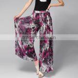 New Arrival Fashion Summer Floral Print Ladies Chiffon Culotte Pants thumbnail-3