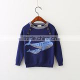 Hot knitted patchwork whale pattern round collar children sweater of high quality