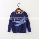 Hot Knitted Patchwork Whale Pattern Round Collar Children Sweater of High Quality thumbnail-1