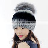 CX-C-02E 2016 Newest Knitted Hat Rex Rabbit Fur Woman Hat thumbnail-2