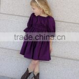 Hot sale baby kids ruffle purple gowns and dresses 3/4 sleeves Christmas kids baby dress girls