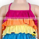 Sweet Children Strap Ruffle Kids Beach Little Girl Modeling Rainbow Swimwear Clothes thumbnail-3