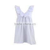 New Fashionable Boutique Kids Clothing Solid White Baby Gown Dress With Flutter Collar Ruffle Girl Backless Dress thumbnail-2