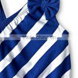 Cute Girls One-shoulder Bow Romper New Slant Stripe Cotton Children Romper Navy Baby Girls Union Suit Kids Cotton Outfit thumbnail-2