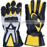 Yellow and Black Leather Motorcycle Gloves thumbnail-1