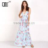 Free Size Flowy Crepe Boho Lace Floral Women Printed Relaxed Fit Maxi Dress thumbnail-1