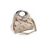 Pleated White Womens Leather Handbag With A Bow , Beautiful & Classic thumbnail-1