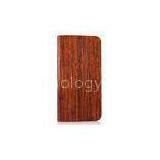 Polished Rosewood IPhone Leather Folio Case / IPhone 5 Wallet Covers