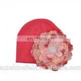 2016 Trendy Newborn Cute Hat Girl Boy Infant Hat Baby Beanies With Elegant Lace Rhinestone Peony Flower thumbnail-5