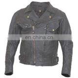 HMB-0471A LEATHER JACKETS MOTORBIKE COATS BLACK BIKER STYLE