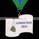 Color silver plated flag shaped strong ethnic flavour runing medal