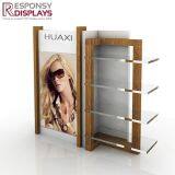 Fashion Design Counter Table Wood and Acrylic Glasses Display Rack With Poster