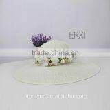 Wholesale Laidies Design Summer Paper Straw Panama Hat With Flower Garland thumbnail-3