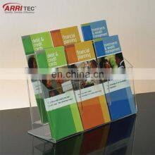 2 Tiers 6 Pockets Leaflet Holder Display Acrylic Brochure Display Rack