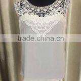 Western Style o- Neck Sleeveless Chiffon Fabric With Lace thumbnail-1