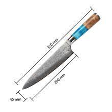 8 Inch Chef Knife With Blue Resin Wood Handle Japanese VG10 Damascus Steel Cutting Fishing Meat Kitchen Knives thumbnail-4