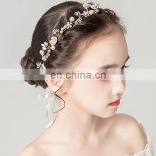 Elegant Bridal Wedding Hair Accessories Crystal Pearl Flower Girl Headband Ribbon Headpiece Hair Jewelry Accessories thumbnail-4