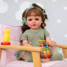 In Stock 22 Inches Cute Girl Reborn Doll Full Body Soft Vinyl Simulation Baby Doll One Piece thumbnail-2
