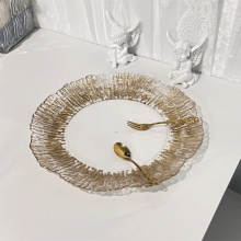 Свадебная украшение. Акриловая пластиковая подложка для тарелок размером 13 дюймов с золотой обводкой thumbnail-4
