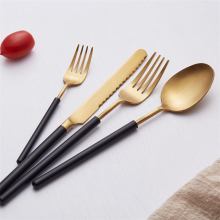 Creative Silver Thickened Round Handle Flatware Set Stainless Steel 304 Matte Cutlery thumbnail-4