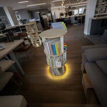 Solid Wood Rotating Bookshelf 360° Spinning Bookcase Tower Bamboo Bookcace Bookcase Bookshelf Storage Shelves Wooden Bookcase thumbnail-3