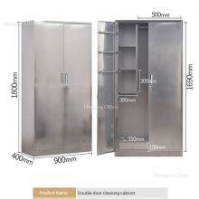 Space-Saving Stainless Steel Cleaning Cabinet With Security Locks and Built-in Handle – Perfect for Janitor Rooms in Commercial Offices