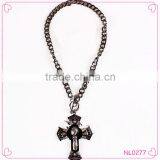 2015 New Arrived Cross Pendant Crystal Mosaic Necklace Black Vintage Necklace