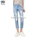 Destroyed Jeans Womens Denim Clothes Stock Ready Apparel HG61
