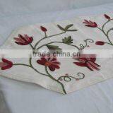 100% Linen Table Runner With Caddice Flower by Hand Houseware Household Textile