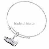3D Sports Cleat Sneaker Charm, Comes On An Adjustable Silver Tone, Solid Miracle Wire Bracelet thumbnail-1