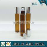 10ML Amber Glass Perfume Roll on Bottle With Silver Lid and Stainless Steel Roller Ball thumbnail-3