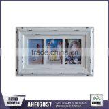 3-Pictures Vintage White Wooden Wall Picture Frame