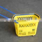 two wheels rolling shopping basket with handle