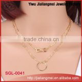 Women double layers popular simple geometric digure accessories metal clavicle chain gold necklace