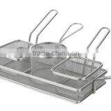 Stainless steel colander and Kitchen tool sets S.S Mini frying basket and chip basket and stainless steel fruit basket