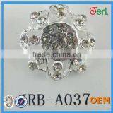 Large Sewing Silver Sun-shaped Decorative Alloy Rhinestone Button for Coat in Bulk