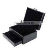 Chinese Factories Wholesale Custom High-grade PU Leather Jewelry Box, Black Multi-functional Storage Box