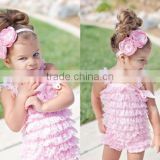 Fashion Baby Girls Lace Posh Petti Ruffle Rompers clothes with strap 0-3Y