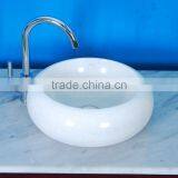 White Marble Stone Bathroom Sink thumbnail-1