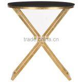 Round Stainless Steel Brass PVD Frame With Glass Metal Coffee Table thumbnail-2