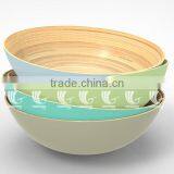 Handmade Bamboo Salad Bowls With New Color, Set Lacquered Bamboo Bowls and Spoons thumbnail-1