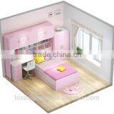 Pink and Blue Bed Children Bedroom Furniture Storage Multifuntional Combined-bed for Kids thumbnail-2