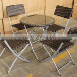 2015 Basic Style Cheap Rattan Outdoor Dining Set Round Table and Fold up Chairs thumbnail-1