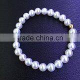 7-8mm White Near Round Freshwater Pearl Bracelet thumbnail-1