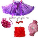 Cheap Wholesale Pink Kids Girls Full Pettiskirt Princess Girl Dancewear Kids Hair Accessories Set
