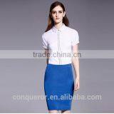 Ladies Fashion Short Sleeve Front Facing Placket Formal Shirt thumbnail-2