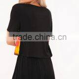 Wholesale Bulk Women Cotton Short Pajamas Summer Pyjama Set With Private Design Black PJ Set thumbnail-2