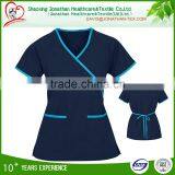 Contrast Trim Neckline and Waist String Nurse Scrub Female Gender thumbnail-2