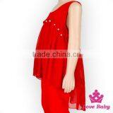 New Style Baby Girls Short Front Long Back Plain Red Chevron Ruffle Sleeveless Dress thumbnail-3